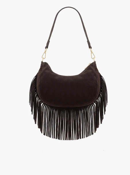 Braune Boho-Handtasche mit Quasten