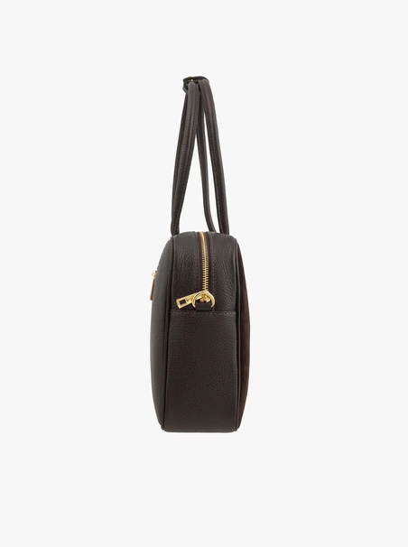 Brown leather bowling bag