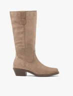 Stiefel aus grau-beigem Veloursleder