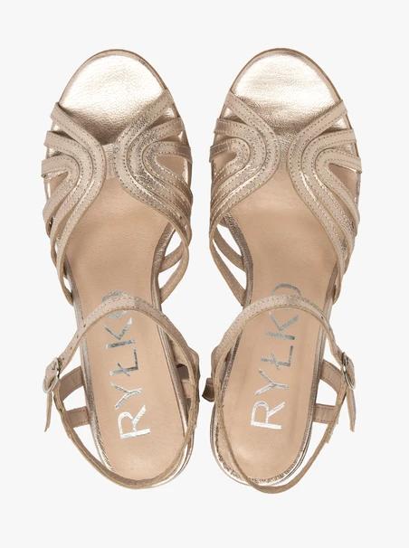 Stiletto-Sandalen aus Platin für Frauen