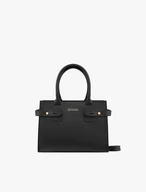 Black grain leather handbag