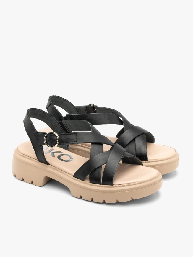 Schwarze Damen Plateausandalen