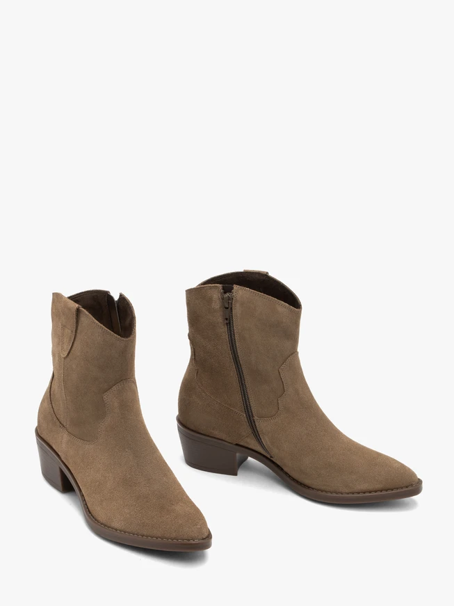 Cowboystiefel aus olivfarbenem Veloursleder