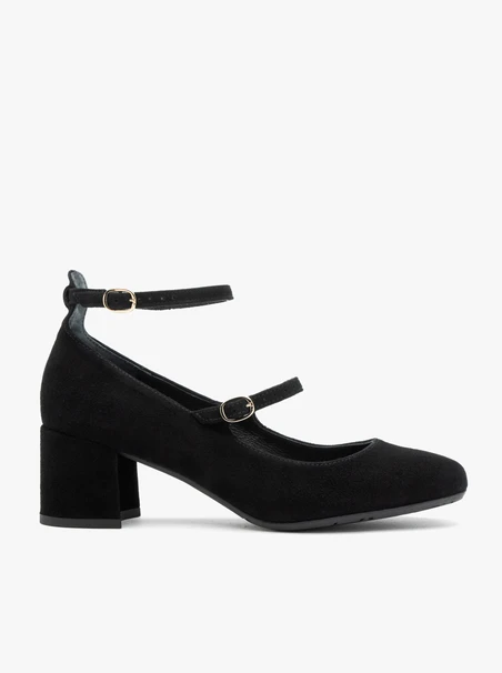 Women’s black suede pumps