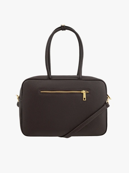 Brown leather bowling bag