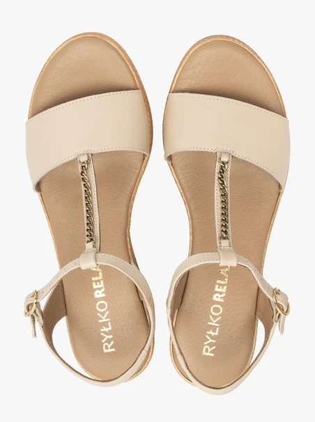 Cremefarbene Damen-Kettensandalen