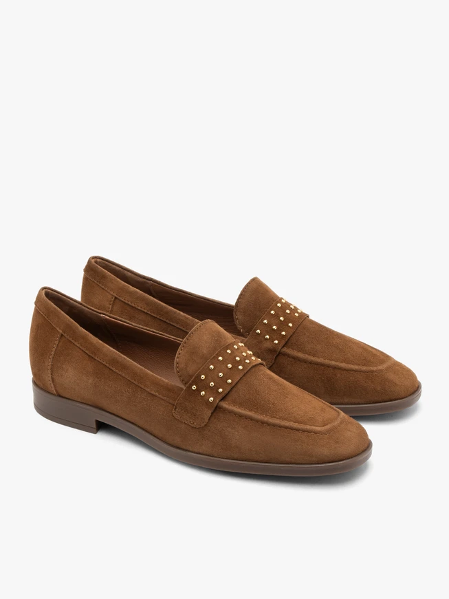 Brown loafers with studs
