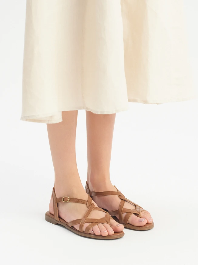 Hellbraune Damen-Sandalen