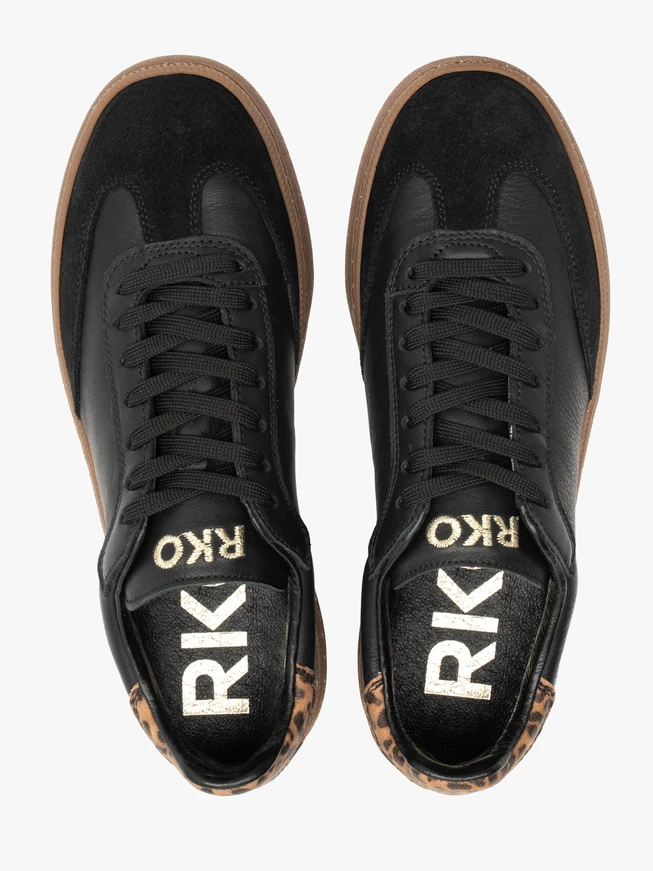 Czarne sneakersy z łączonych skór