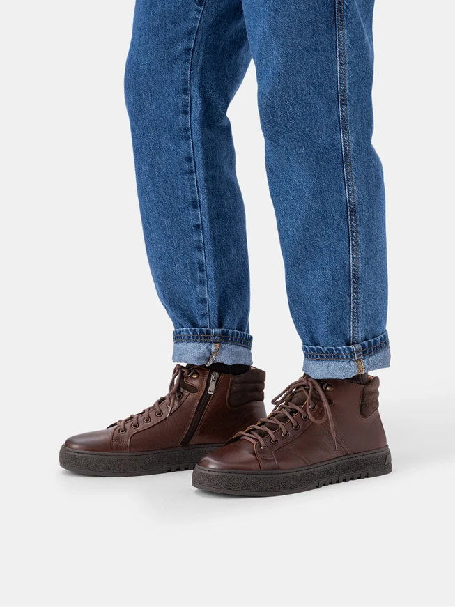 Brown Men's Boots with Zip