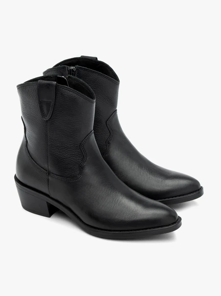 Schwarze, ungefütterte Cowboystiefel aus Vollnarbenleder