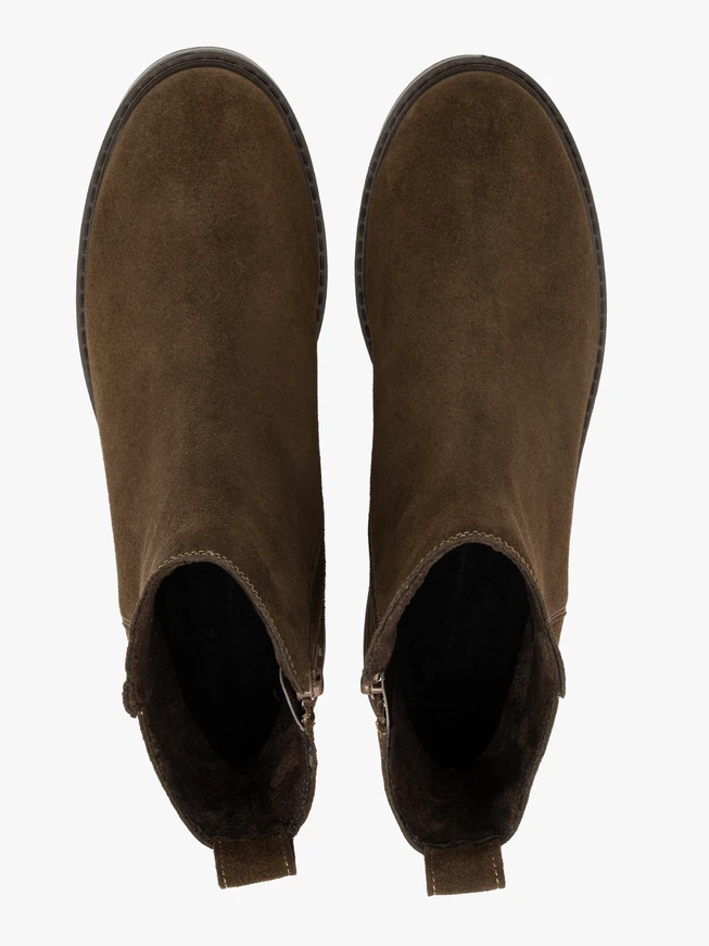 Grüne Velourslederstiefel