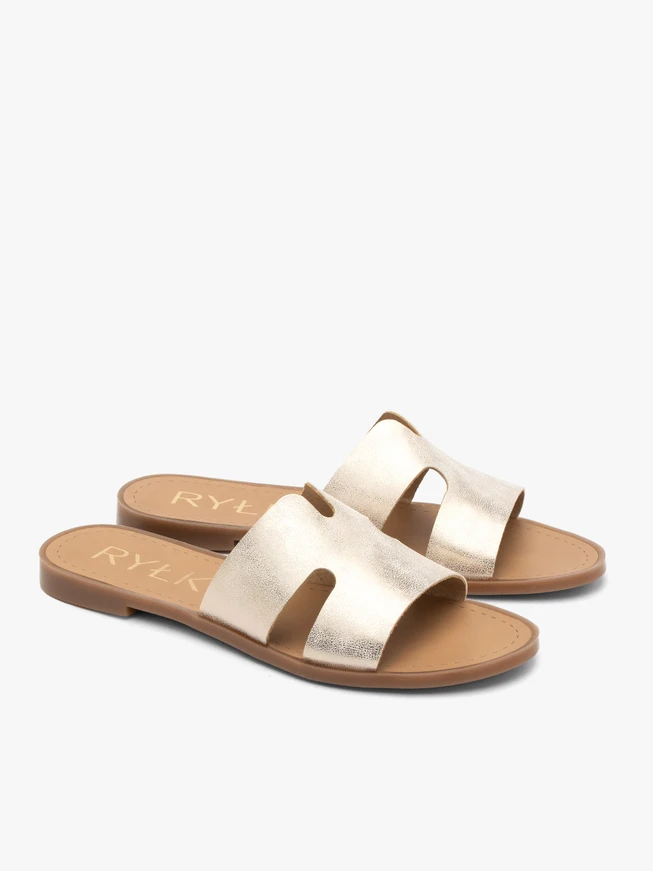 Platinfarbene Damen-Flip-Flops mit Cut-Outs