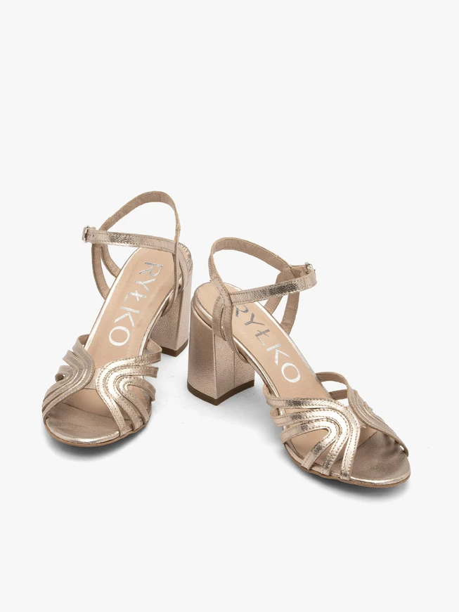 Stiletto-Sandalen aus Platin für Frauen