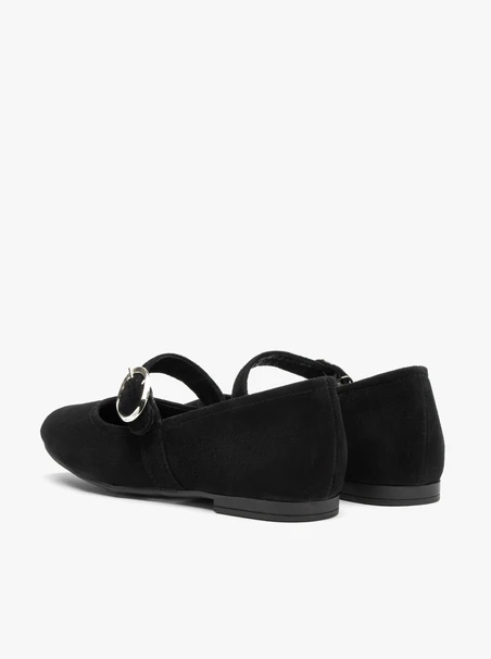 Black velvet leather ballet flats