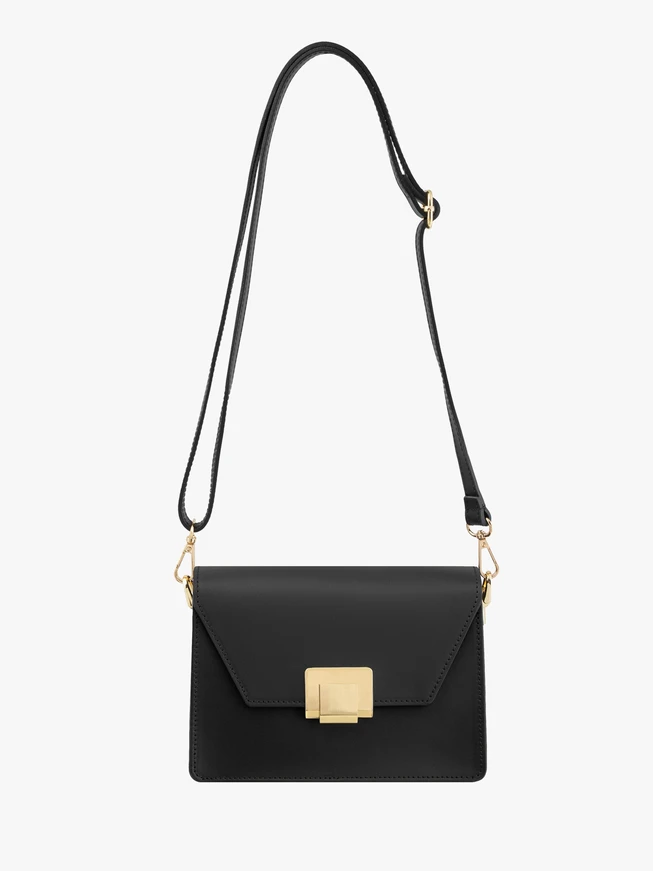 Schwarze elegante Handtasche für Frauen mit goldener Schnalle