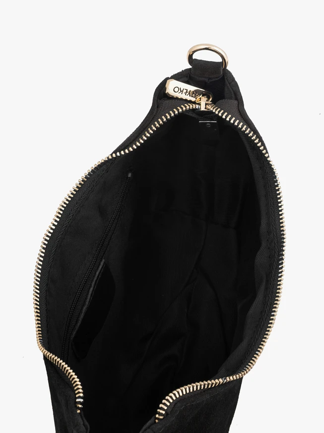 Schwarze Boho-Handtasche mit Quasten
