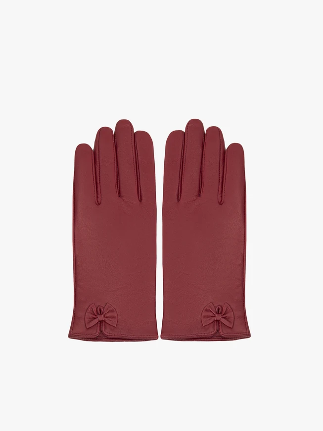 Kastanienbraune genarbte Lederhandschuhe