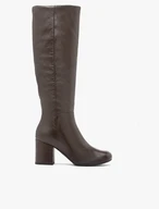 Dunkelbraune genarbte Lederstiefel