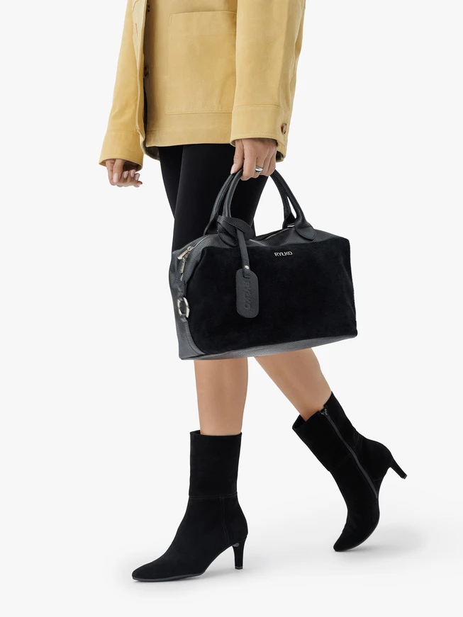 Schwarzer Leder Shopper