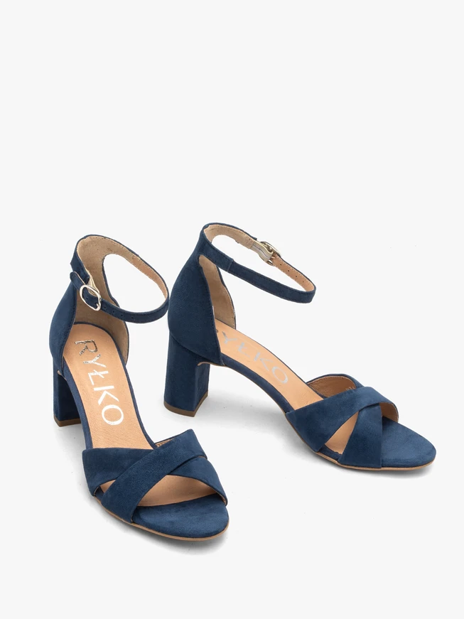 Marineblaue Damen-Sandalen mit Absatz