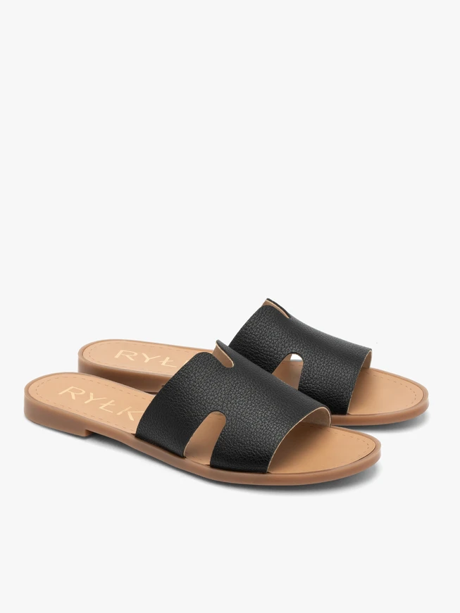 Schwarze Damen-Flip-Flops mit Aussparungen