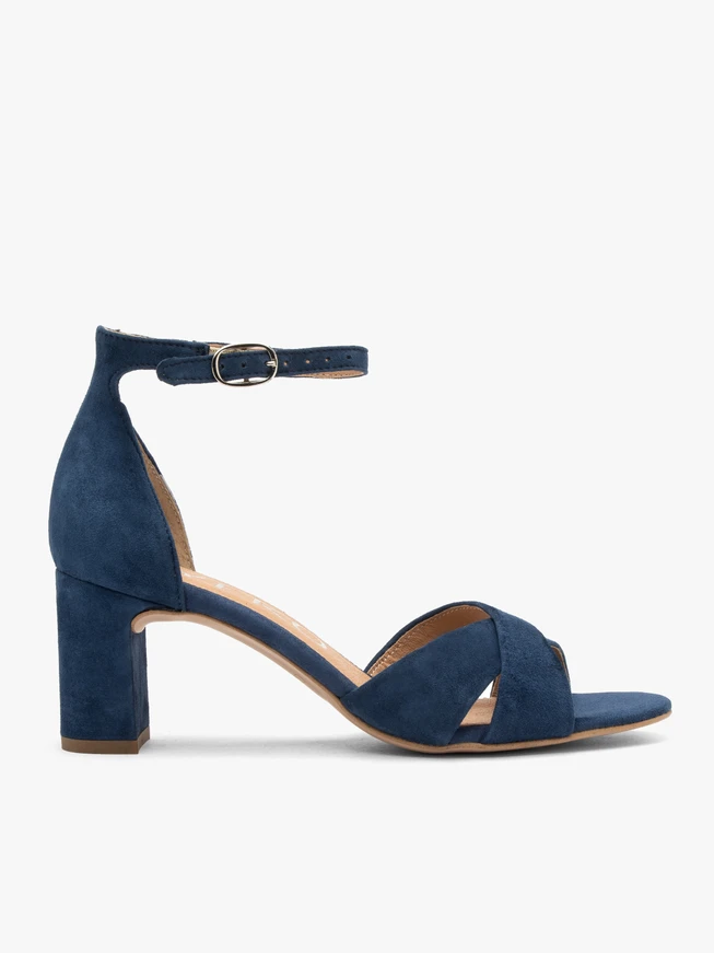 Marineblaue Damen-Sandalen mit Absatz