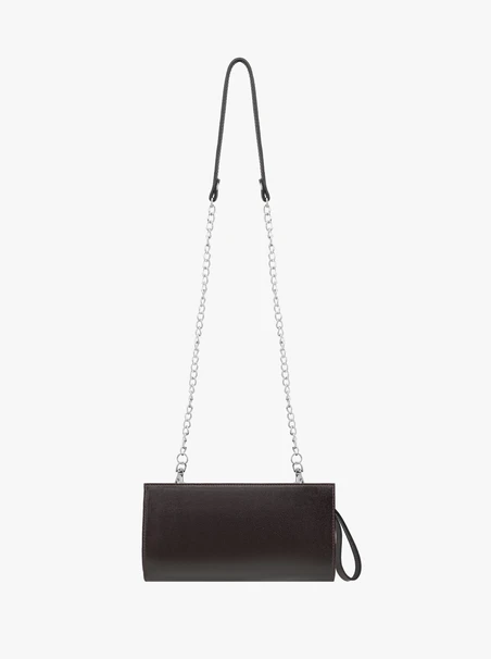 Dunkelbraune Ketten-Clutch-Tasche