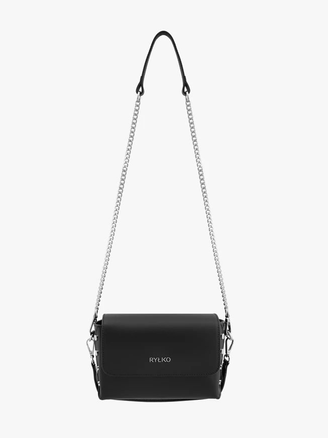 Schwarze kleine Handtasche mit Kette