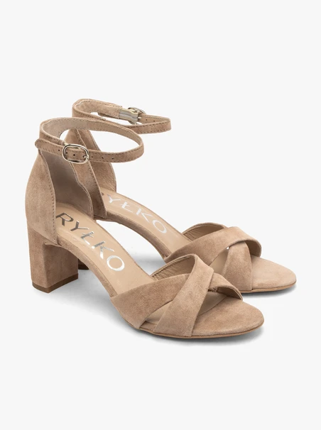 Beige Damen-Sandalen mit Absatz