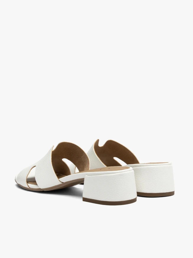 White small-heel slides