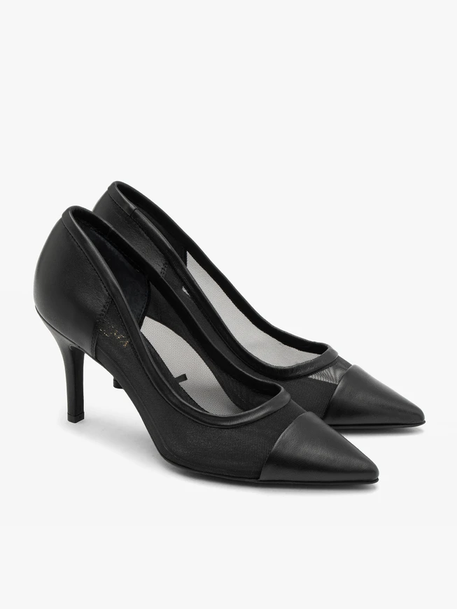 Schwarze Netz-Pumps für Frauen