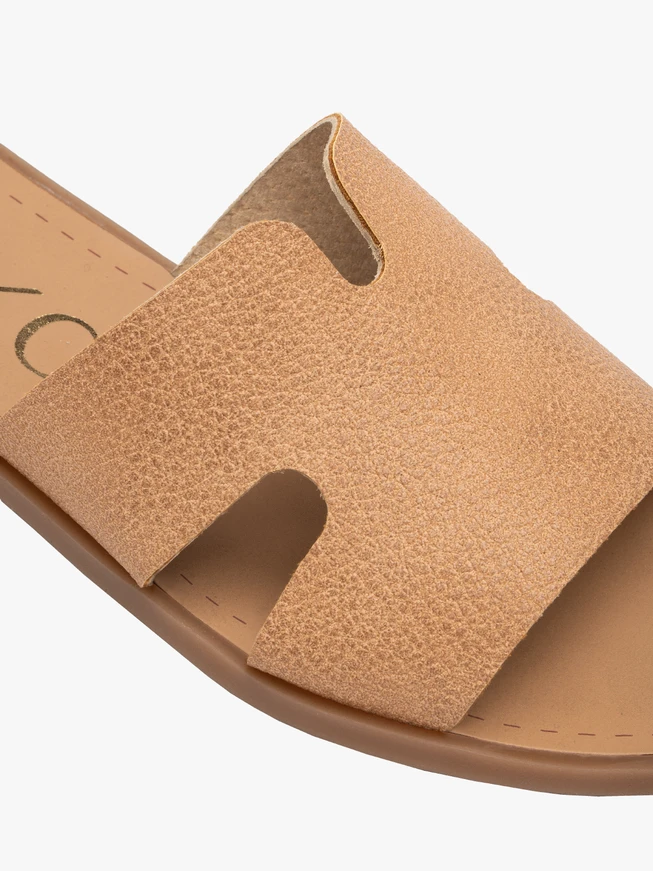 Beigefarbene Damen-Flip-Flops mit Aussparungen