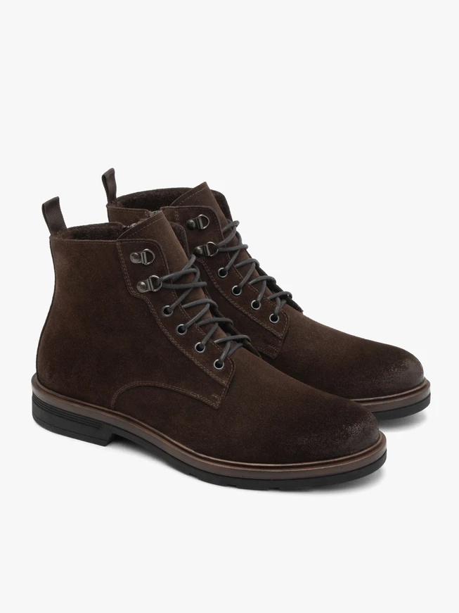 Dunkelbraune Velourslederstiefel