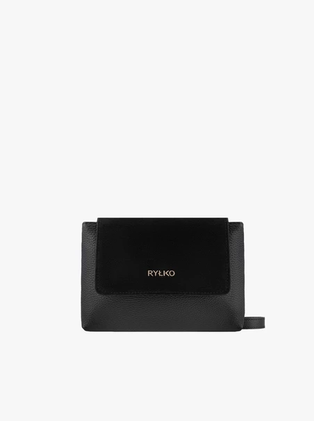 Kleine schwarze Handtasche aus Leder und Velours