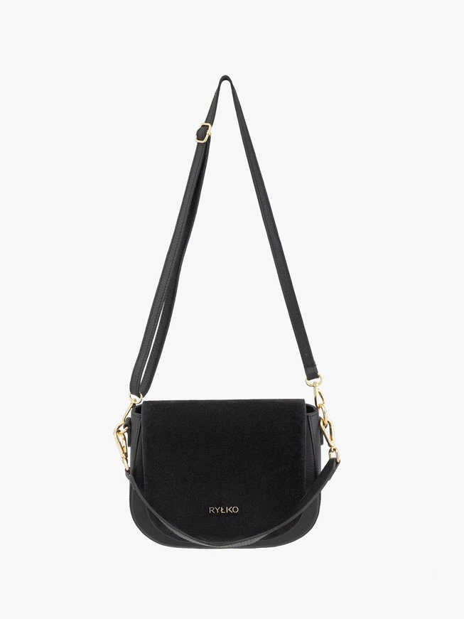 Handtasche aus schwarzem Leder und Velours