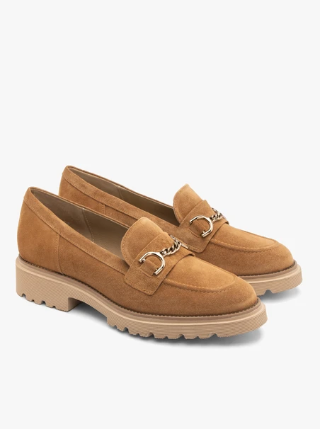 Ginger loafers with copper ornament