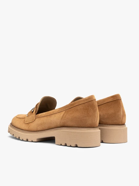 Ginger loafers with copper ornament