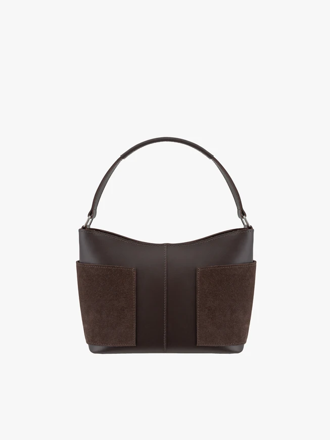 Mittlere Handtasche aus Leder in Schokolade