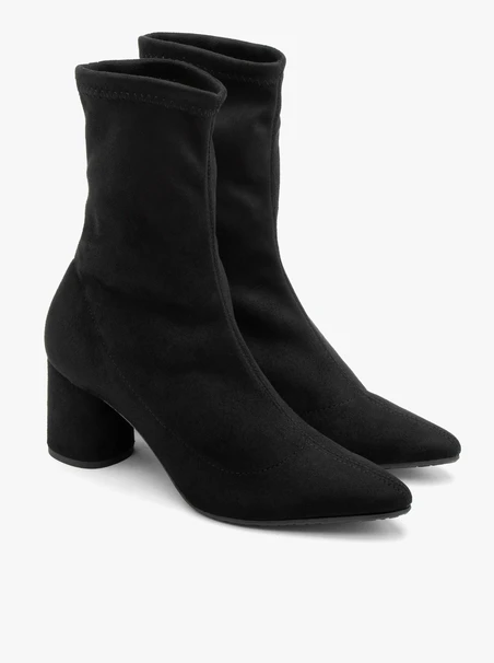 Stretch pointed-toe heeled ankle boots