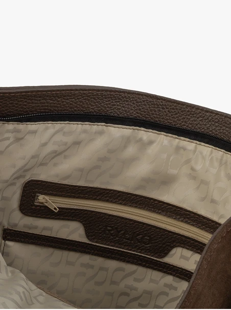 Dunkelbraune, geräumige Lederhandtasche