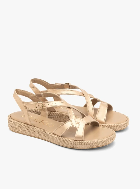 Flache Damen-Sandalen in Gold