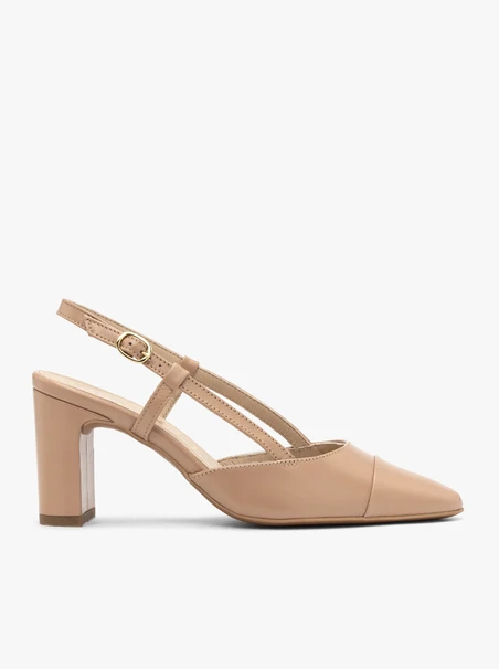 Beigefarbene Slingback-Pumps