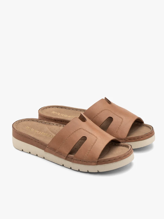 Braune Damen-Flip-Flops mit Plateau