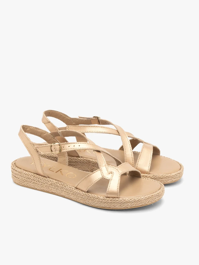Flache Damen-Sandalen in Gold
