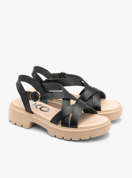 Schwarze Damen Plateausandalen