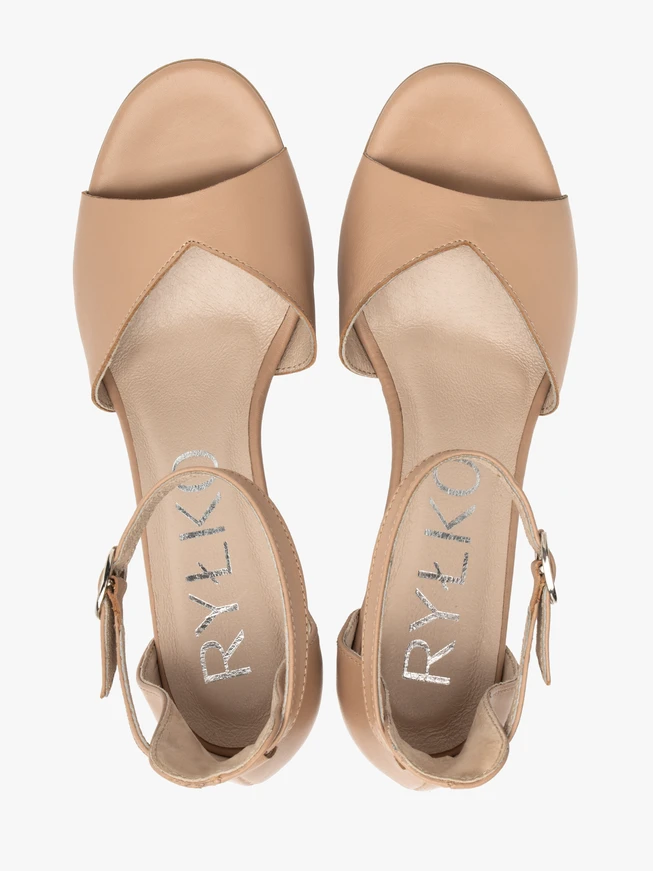 Beigefarbene Stiletto-Sandalen für Frauen