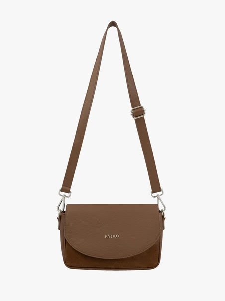 Kleine braune Handtasche aus Vollnarbenleder und Velours