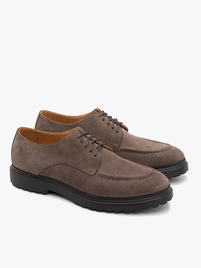 Grey suede lace-up shoes