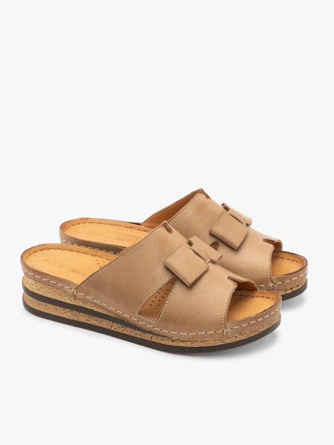 Beige Damen-Flip-Flops mit Plateau